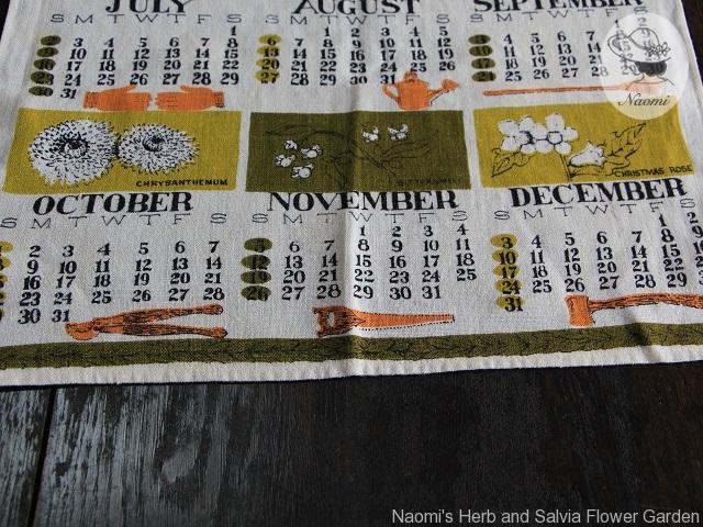 Gardening 1961 Calendar Tea Towel
