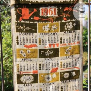 Gardening 1961 Calendar Vintage Tea Towel