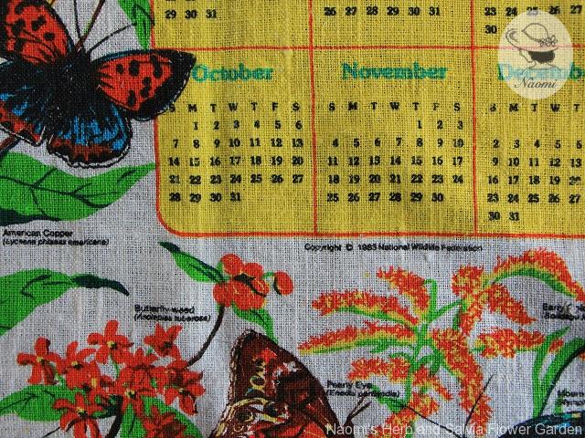 1984 Calendar Tea Towel National Wildlife Federation